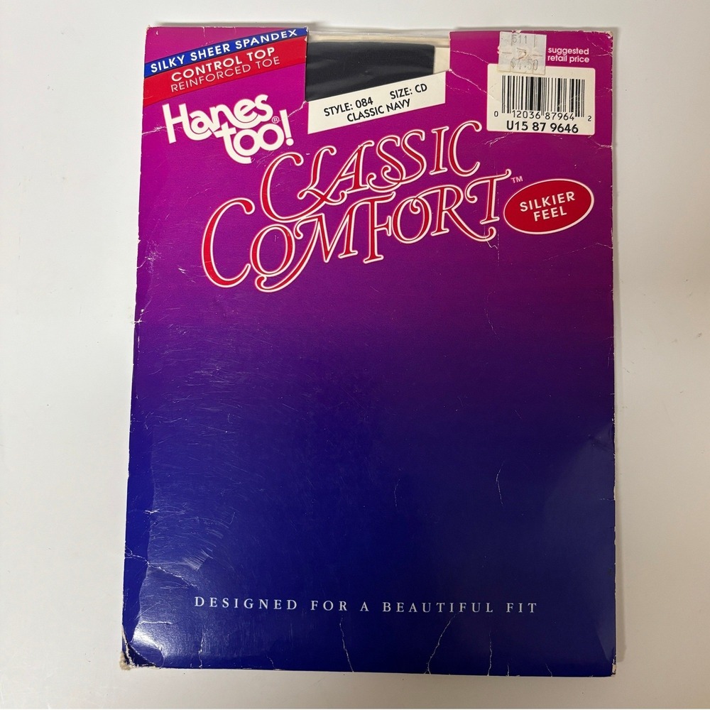Hanes Too Classic Comfort Pantyhose Silky Sheer‎ Classic Navy CD Style 084